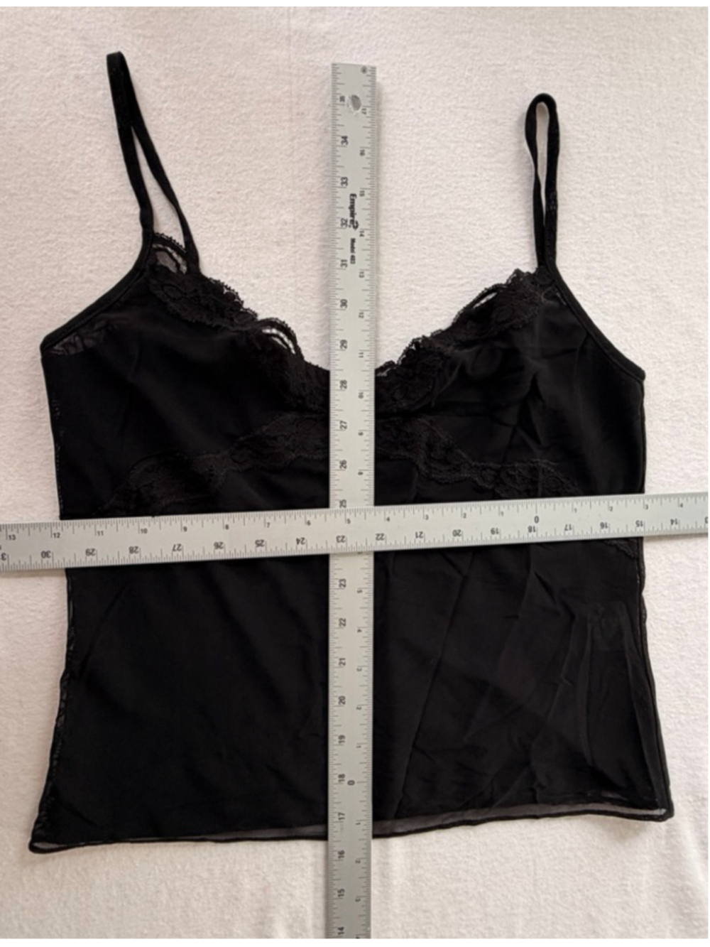 Laundry by Shelli Segal Black Lace Trim Camisole Top - Size Medium - Picture 8 of 8